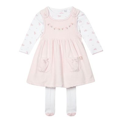 J by Jasper Conran Baby girls' velour pinafore, floral bodysuit and tights set
